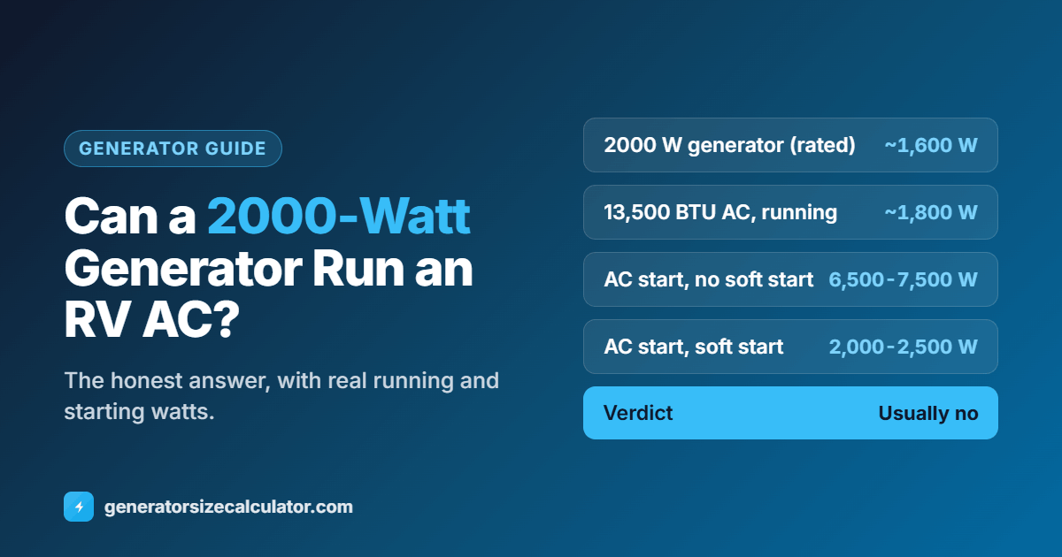 Can a 2000-watt generator run an RV AC
