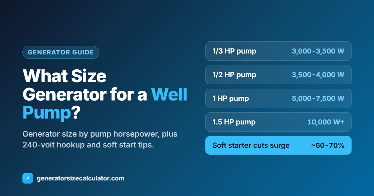 What size generator for a well pump